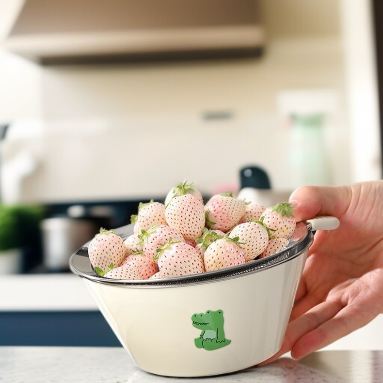 가정용 스텐 물빠짐 대야 작은 싱크대 스텐 그릇 물빠짐 바구니 반죽 반죽 그릇