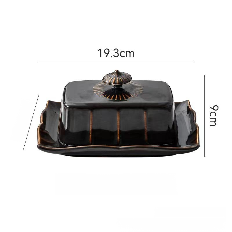 European-style ceramic butter box with lid