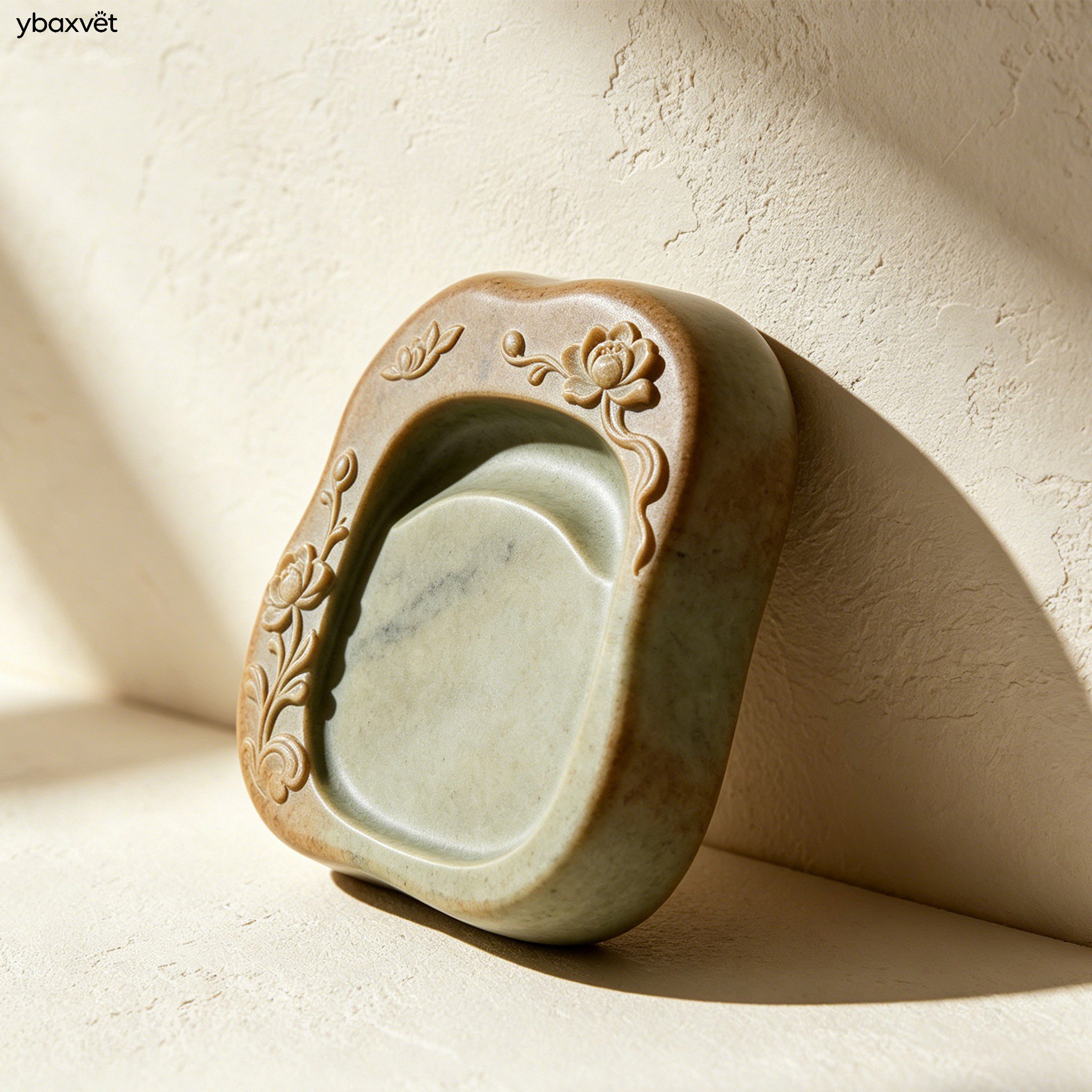 Hand-carved inkstone close-up detail