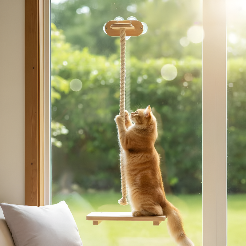 Rascador para gatos de montaje en pared con cuerda resistente