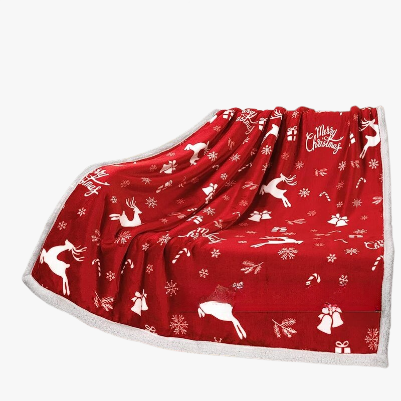 크리스마스 눈사람 소파 커버 담요 이중으로 도톰한 프린트 침실 크리스마스 엘크 소파 커버 담요
