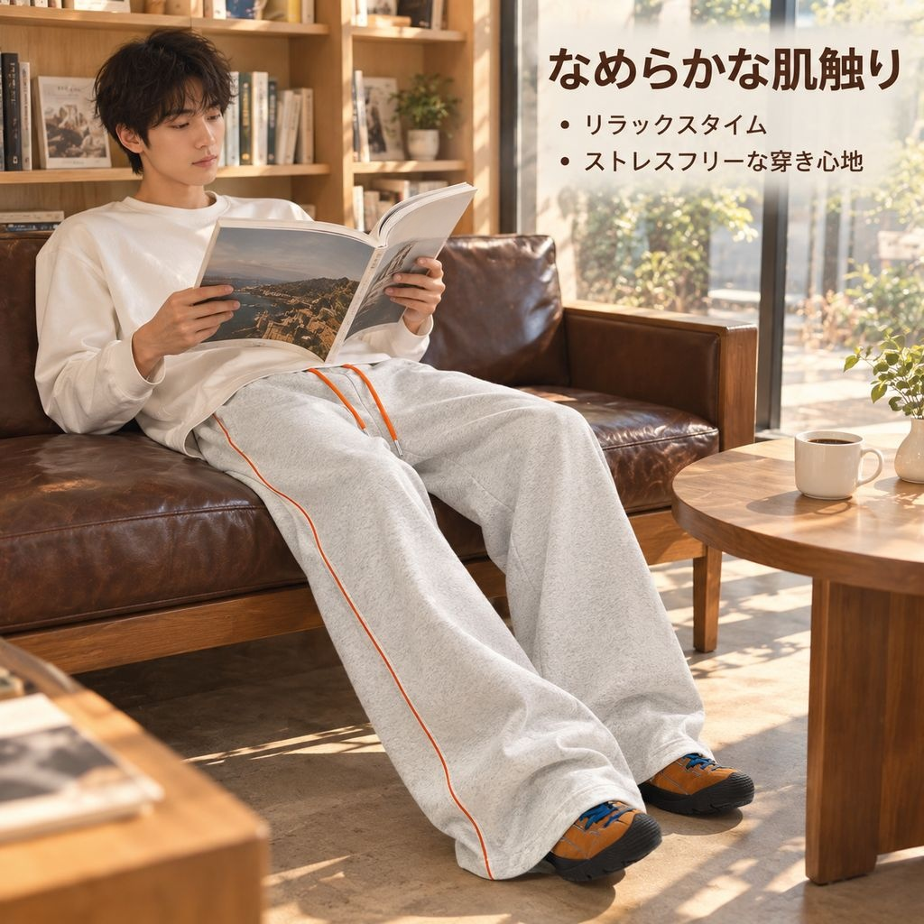 ゆったりシルエットのドレープ感ワイドパンツ
