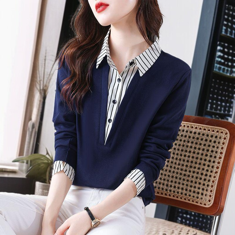 가짜 투피스 셔츠 여 긴팔 맨투맨 봄가을 신상 스타일리쉬 니트 상의 이너
