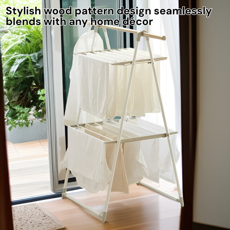 Hansem Portable Wood Pattern Laundry Rack