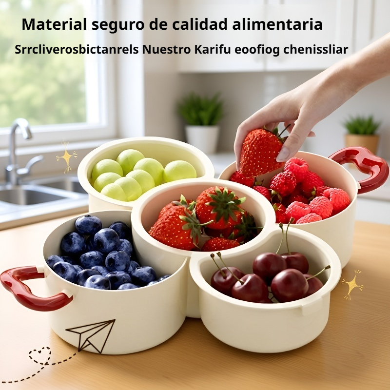 Fuente para frutas de doble bandeja, extraíble y lavable