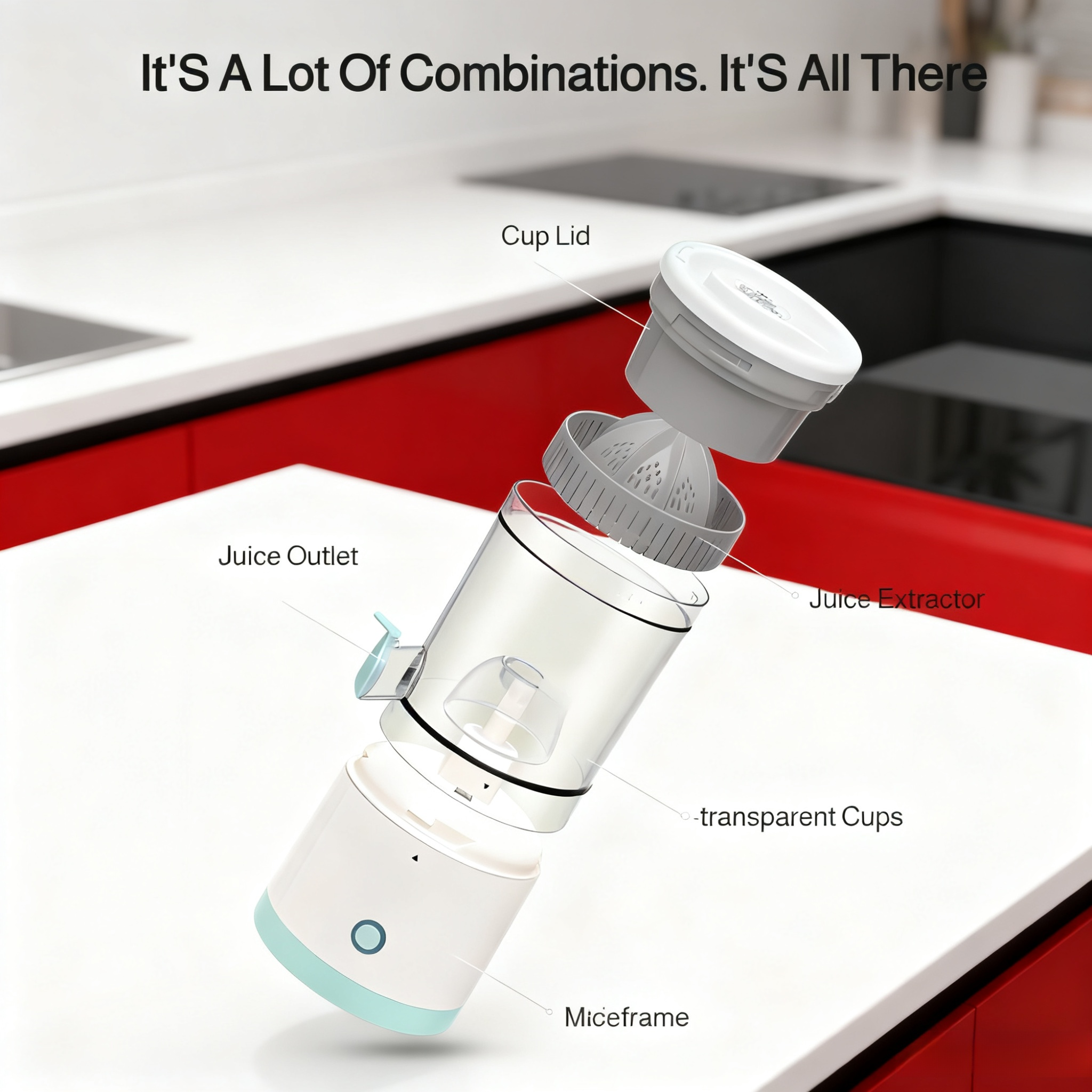 Healthy homemade juice with multifunctional juicer