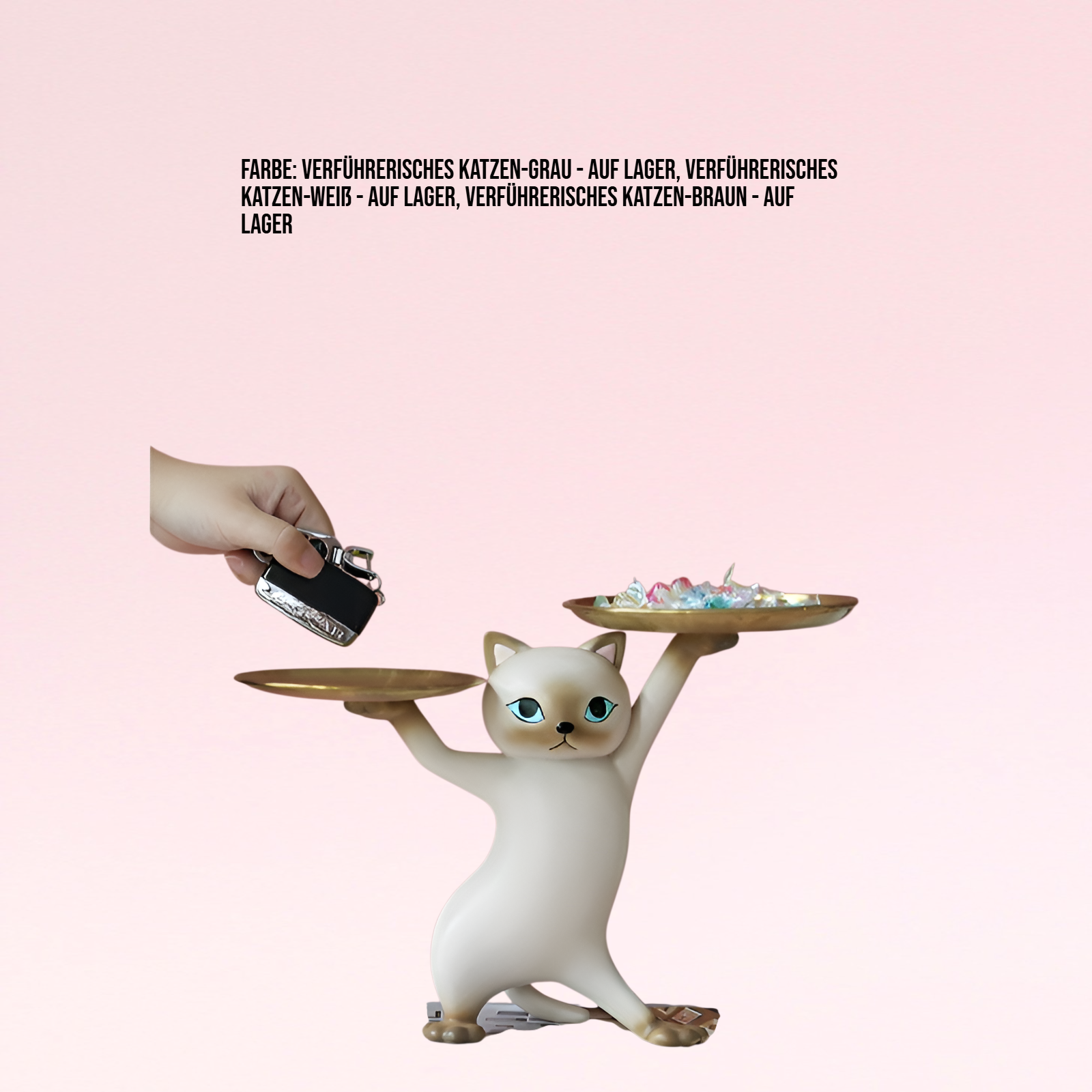 Elegantes Katzen-Deko-Tablett für Schlüssel und Schmuck – Verspieltes Wohnaccessoire für den Tisch