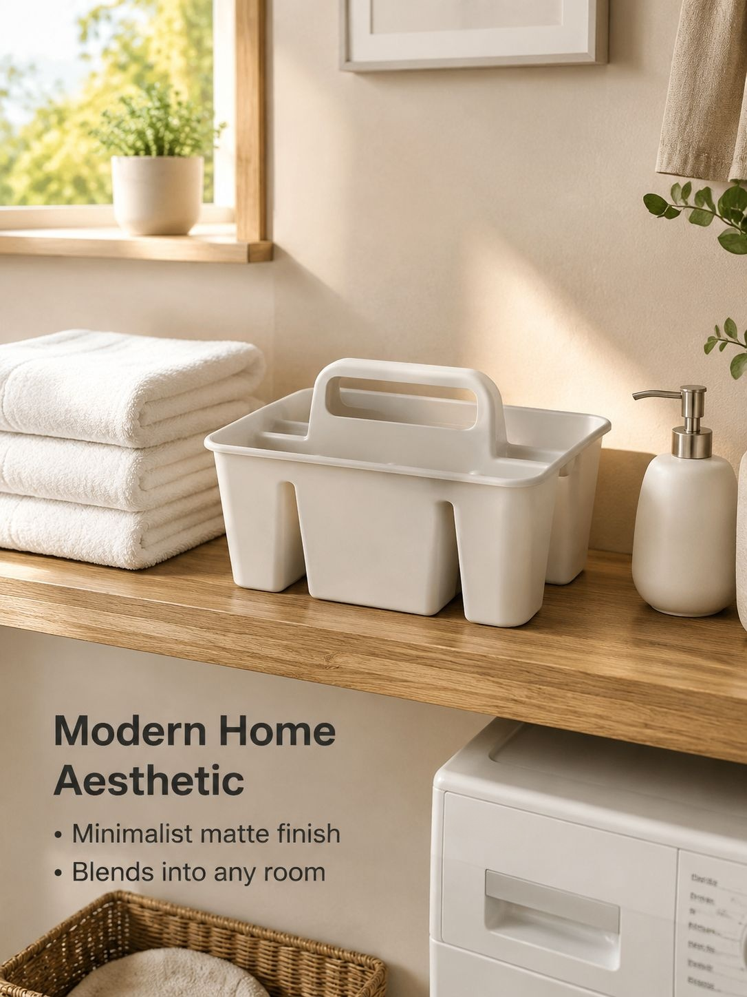 Divided utility basket for carrying supplies around the home