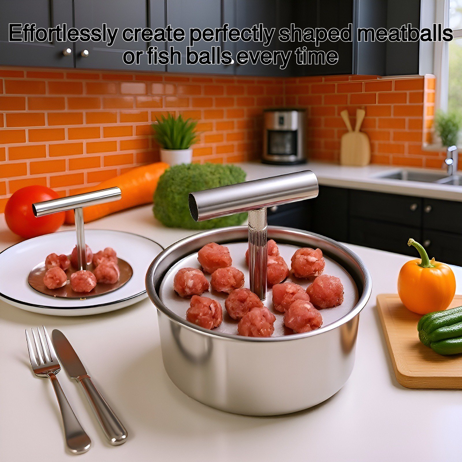 Stainless steel meatball maker, kitchen mold, fish ball making tool