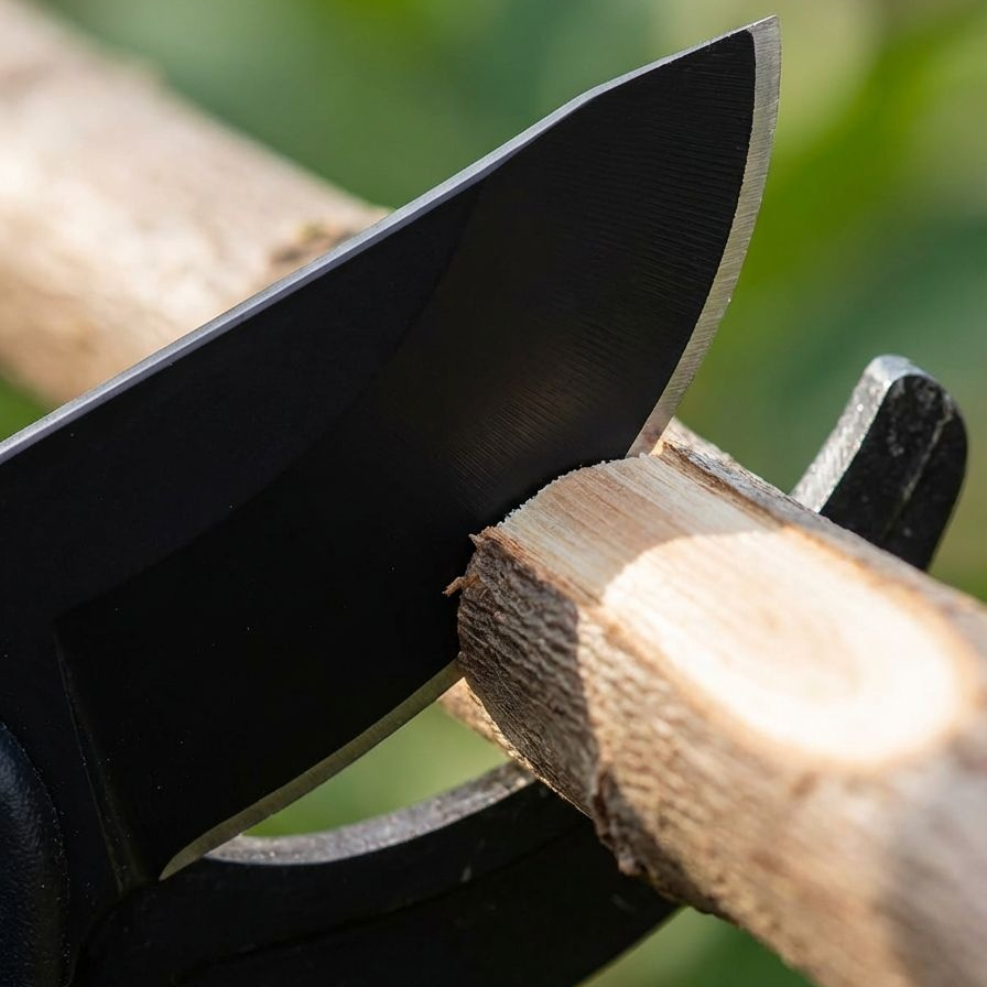 調節機能付き剪定ばさみの刃部分アップ