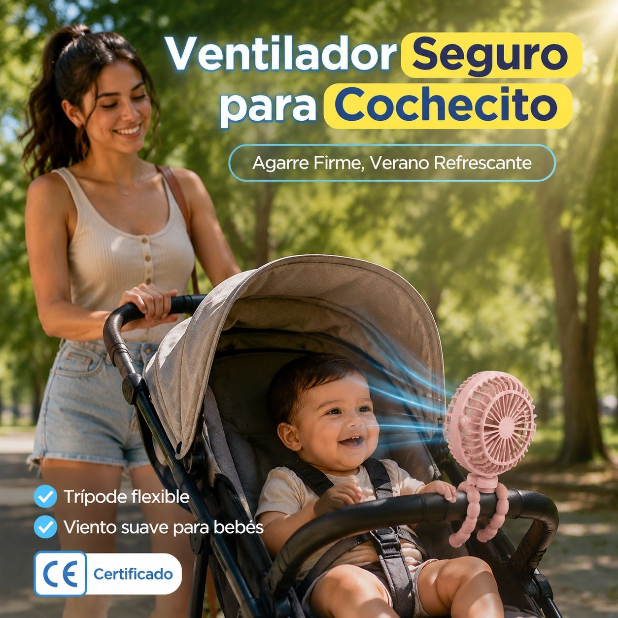 Ventilador mini multifuncional de pulpo, fácil de llevar