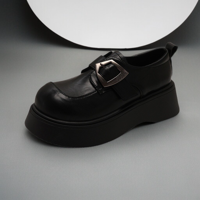 플랫폼 청키 가죽 슈즈, 여성용 레트로 영국 스타일 JK 로퍼, 트렌디