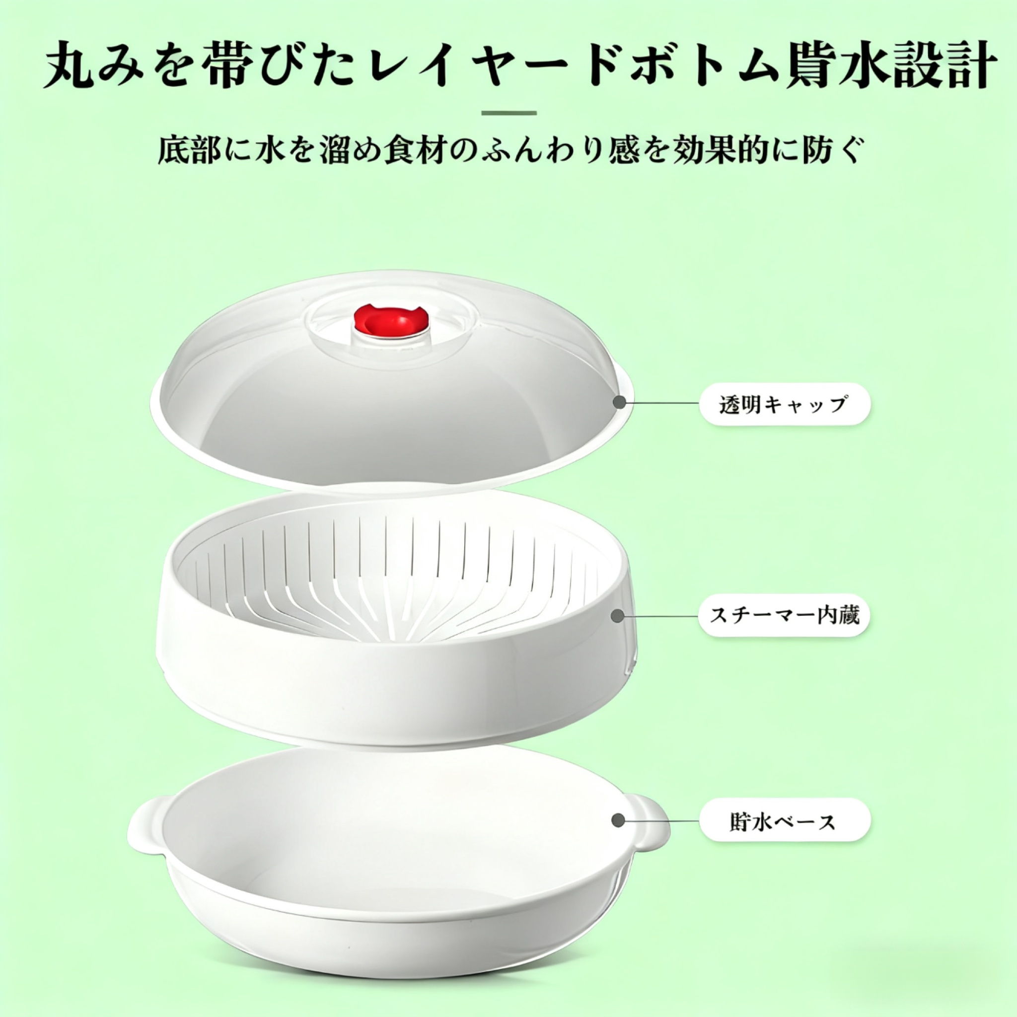 プラスチック製蓋付き丸型両耳弁当箱