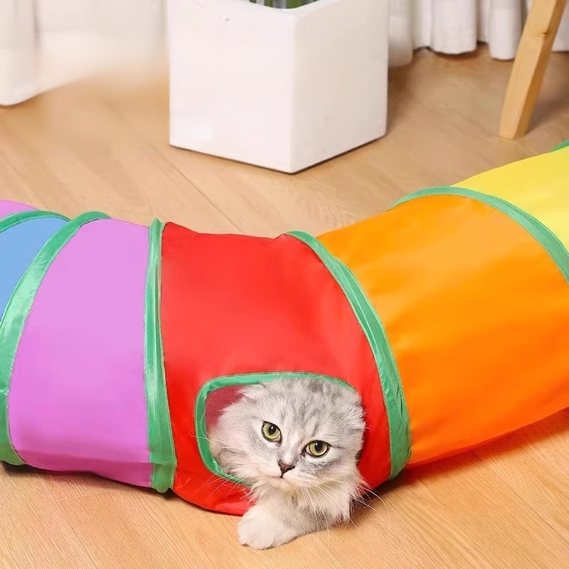 Rainbow Foldable Cat Tunnel