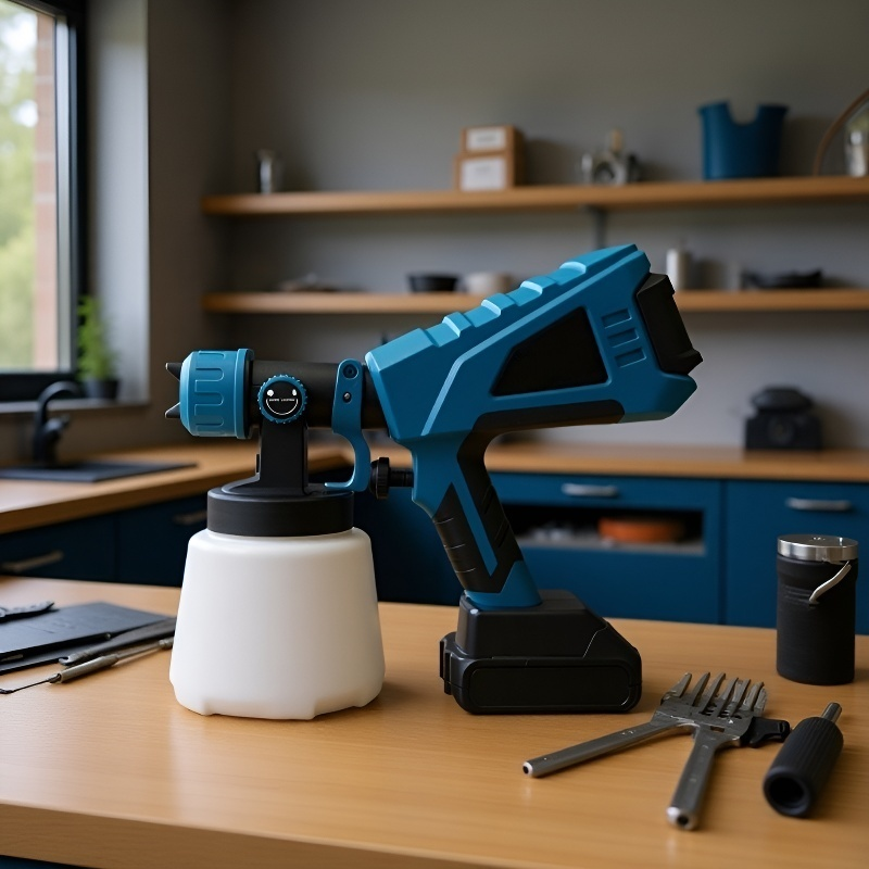 カラーボックス梱包の電動スプレーガン