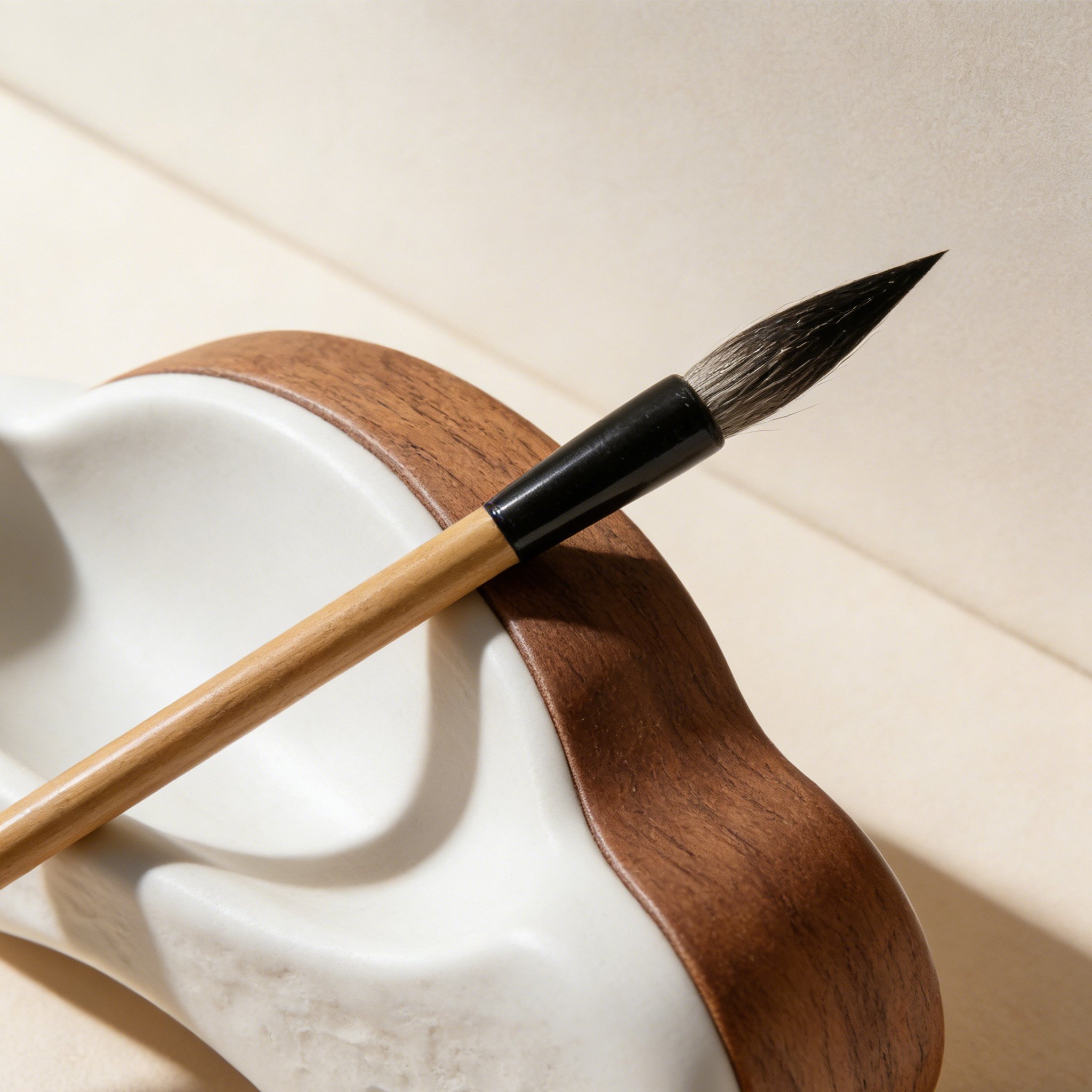 고급 단목 조각 문진 정면 사진