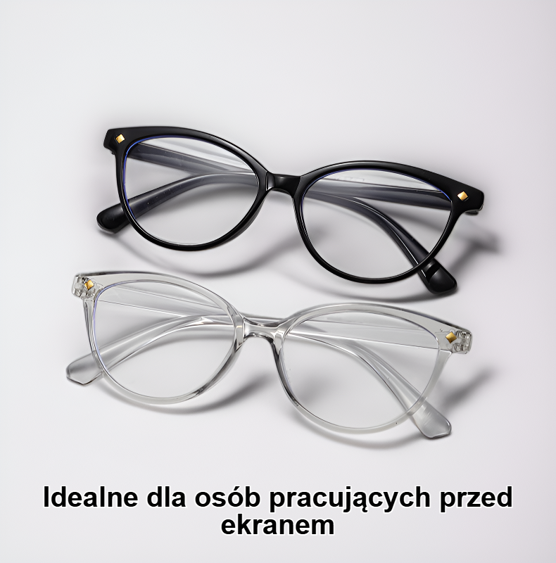 Zbliżenie na soczewki okularów z filtrem światła niebieskiego