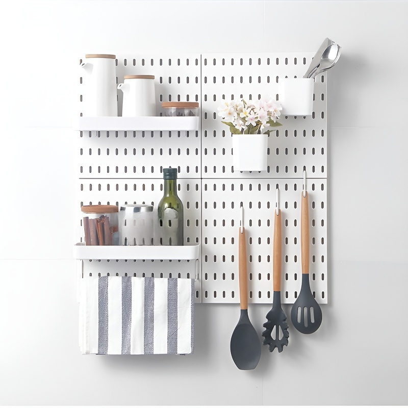 廚房牆面壁掛收納架，免打孔白色組合置物架