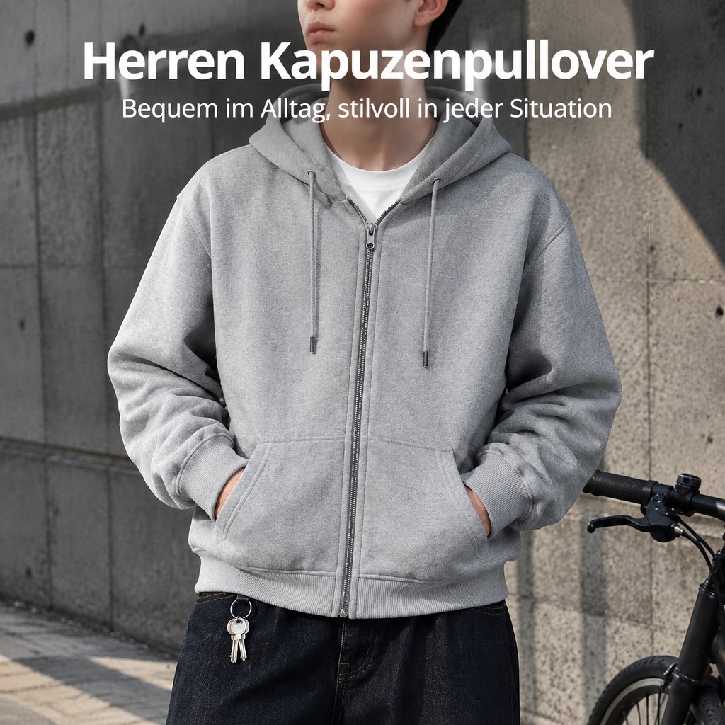 Herren Freizeit Kapuzenjacke mit Reißverschluss