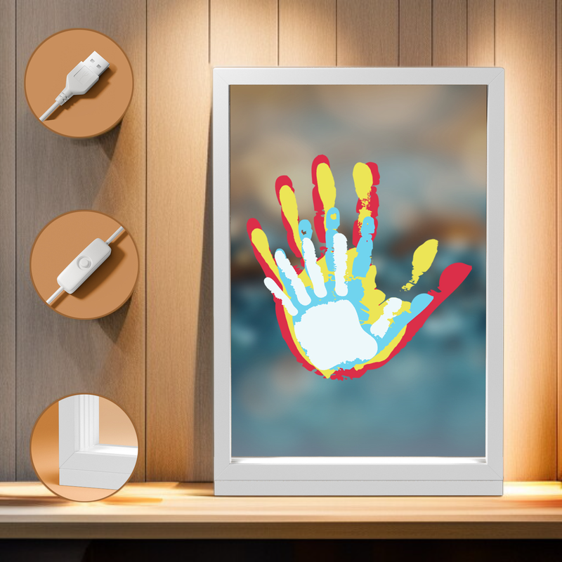 Transparentes Familien-Handabdruck-Fotorahmen-Set, DIY-Kunstdruck-Souvenir, DIY-Fotorahmen mit Handa