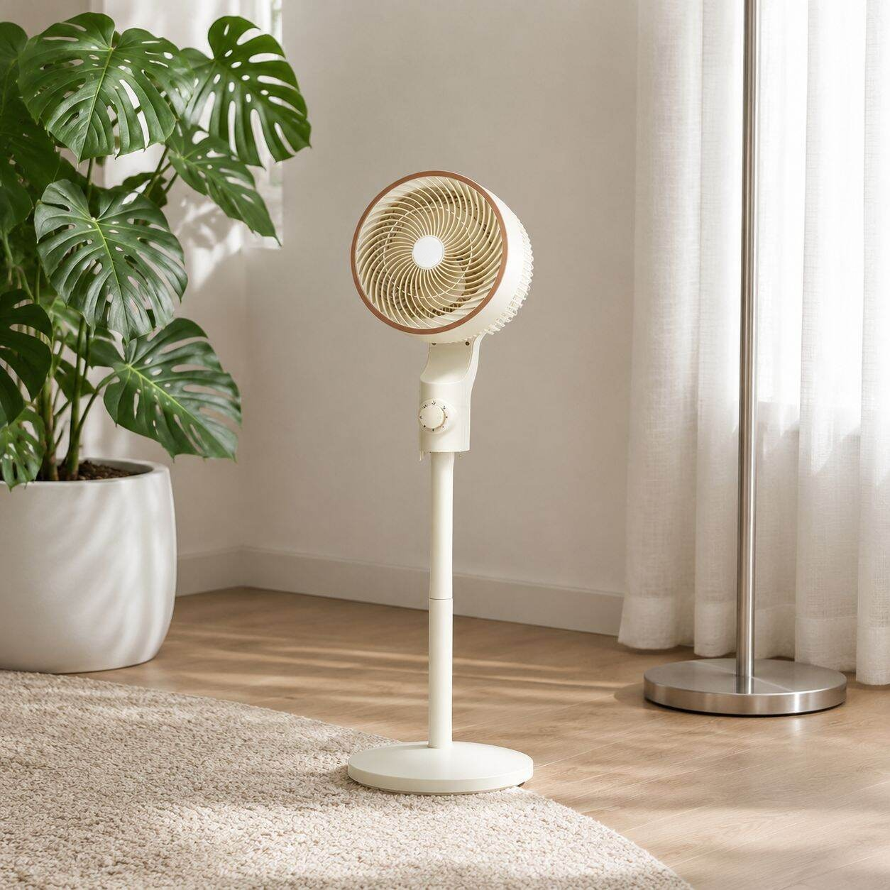 Leiser Standventilator für Zuhause und Büro, mit drei Stufen und starker Turbinenleistung