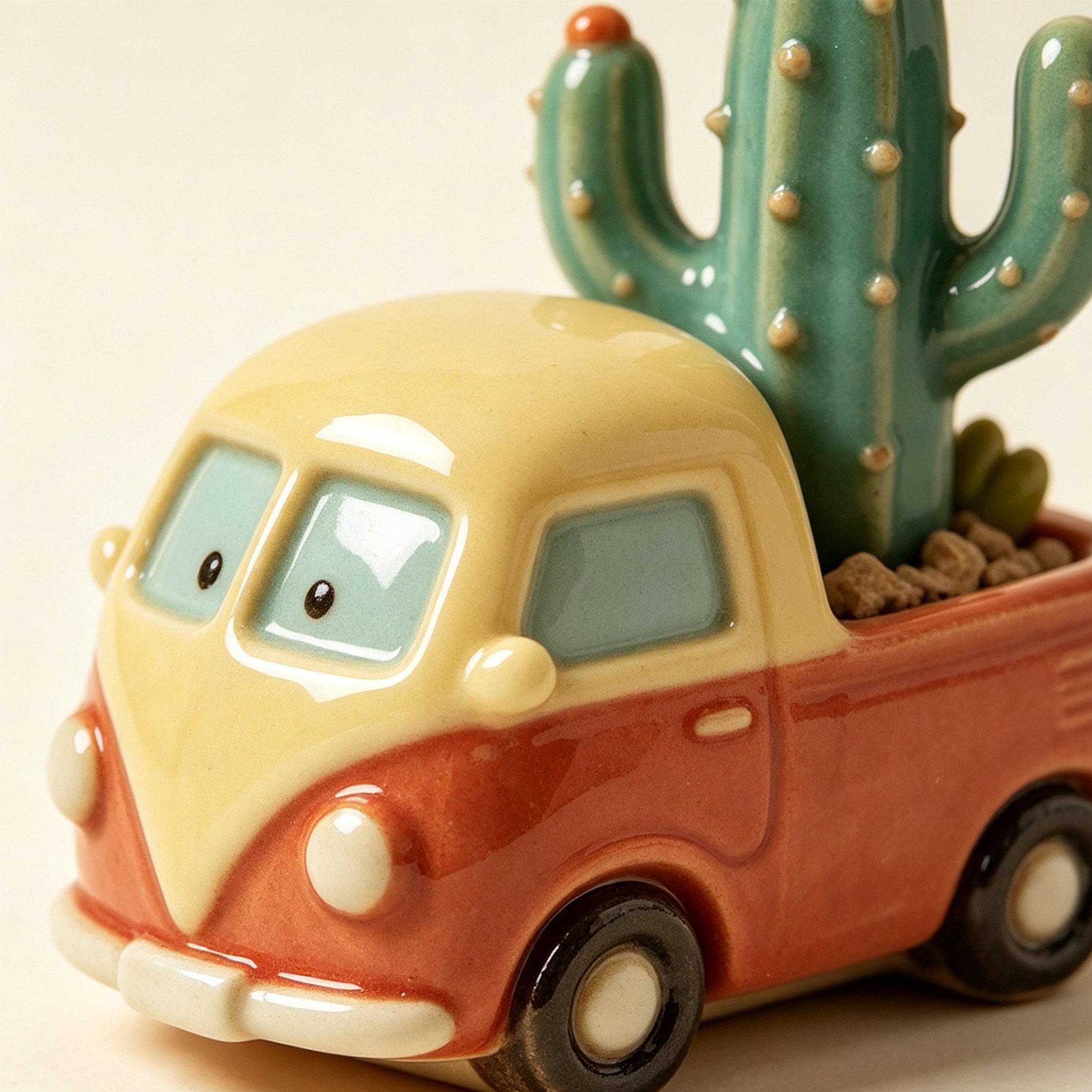 Miniature truck bonsai with cactus arrangement