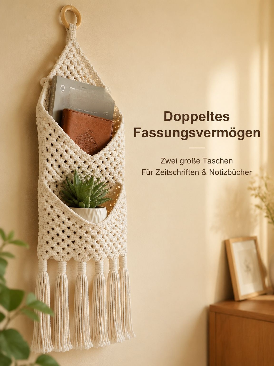 Hängendes Aufbewahrungsnetz für das Bett
