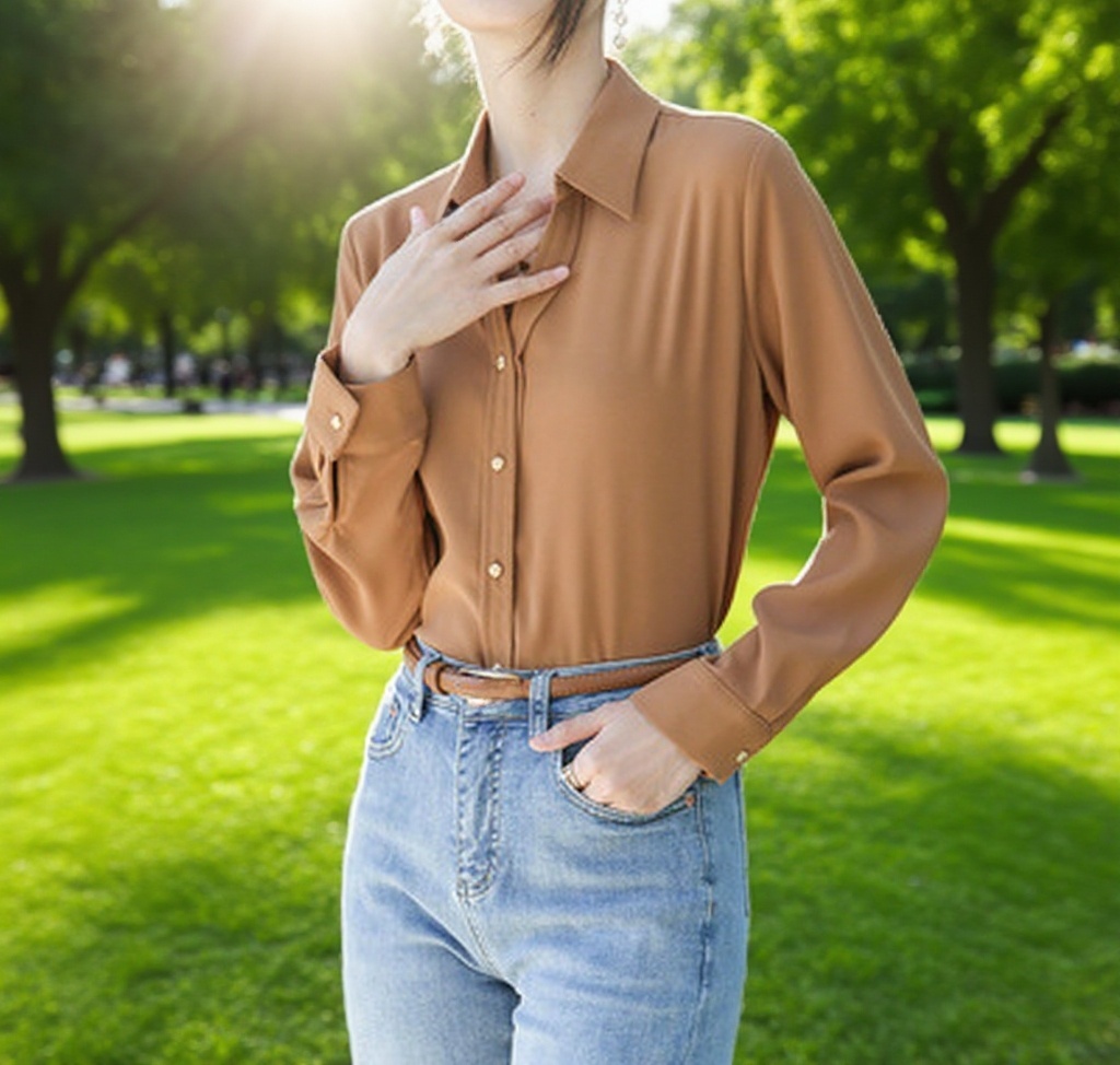 여성 데일리룩 민소매 셔츠 스타일링