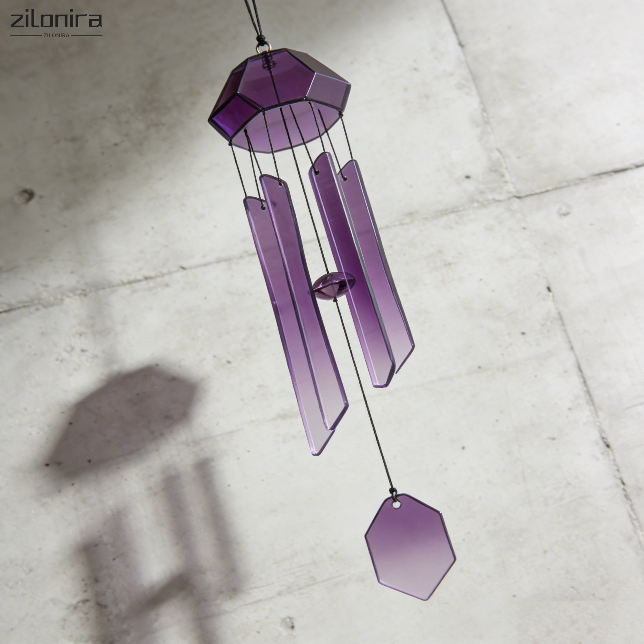 보라색 기하학형 윈드 벨