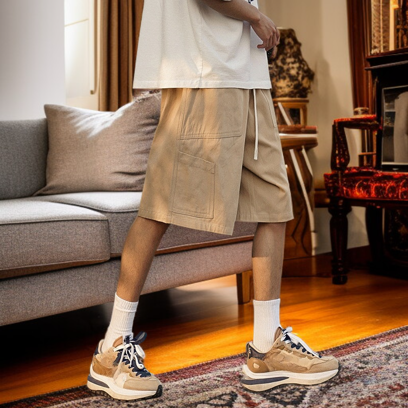 夏用メンズ日本風多ポケットカーゴハーフパンツ