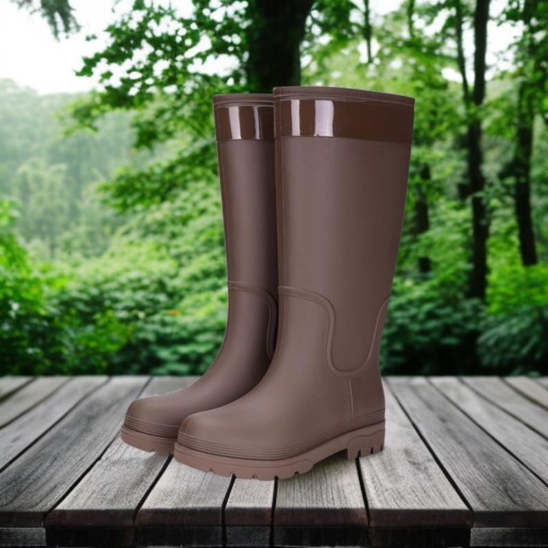 Side view of trendy women's rain boots