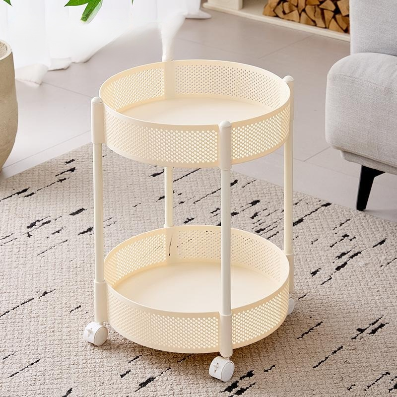 Mesa auxiliar con carrito de cristal móvil