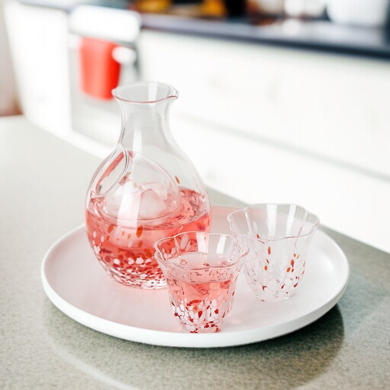 Kristallglas Sake-Set im japanischen Stil, 1 Topf und 2 Tassen, ideales Geschenk