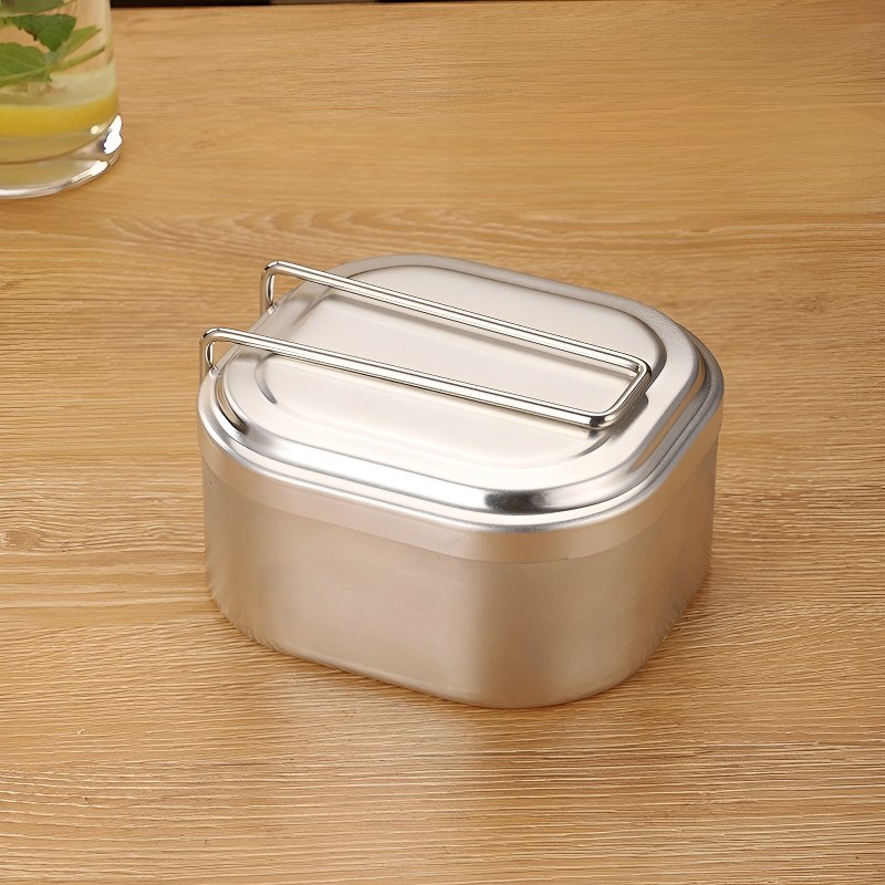 Pudełko na lunch w całości wykonane z aluminium, kwadratowe, z uchwytem