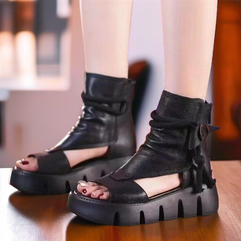 Summer Women's High-Cut Platform Roman Sandals, Stylish Wedge Open-Toe Design