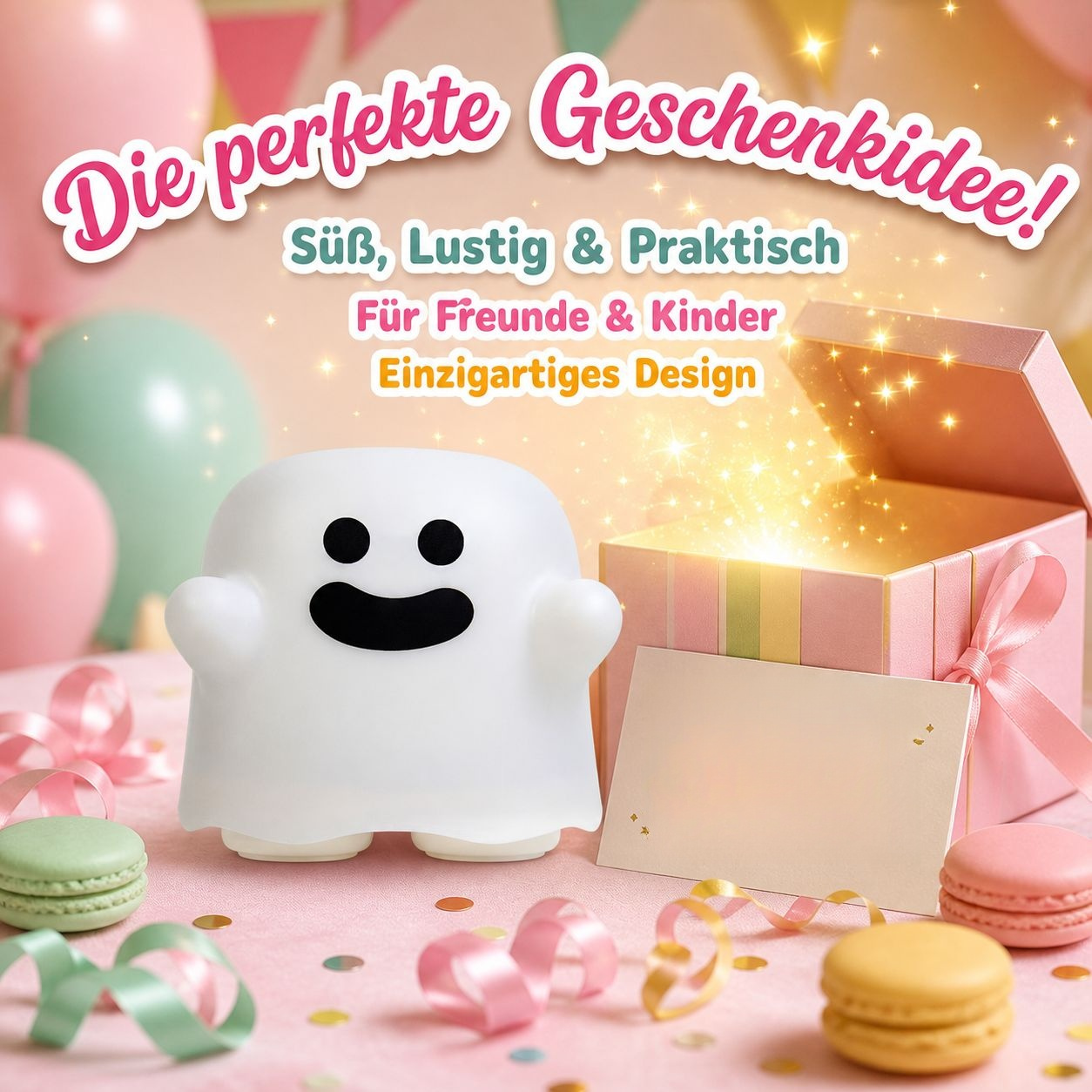 Lustige Geister-Nachtlampe, dimmbare LED-Dekorleuchte