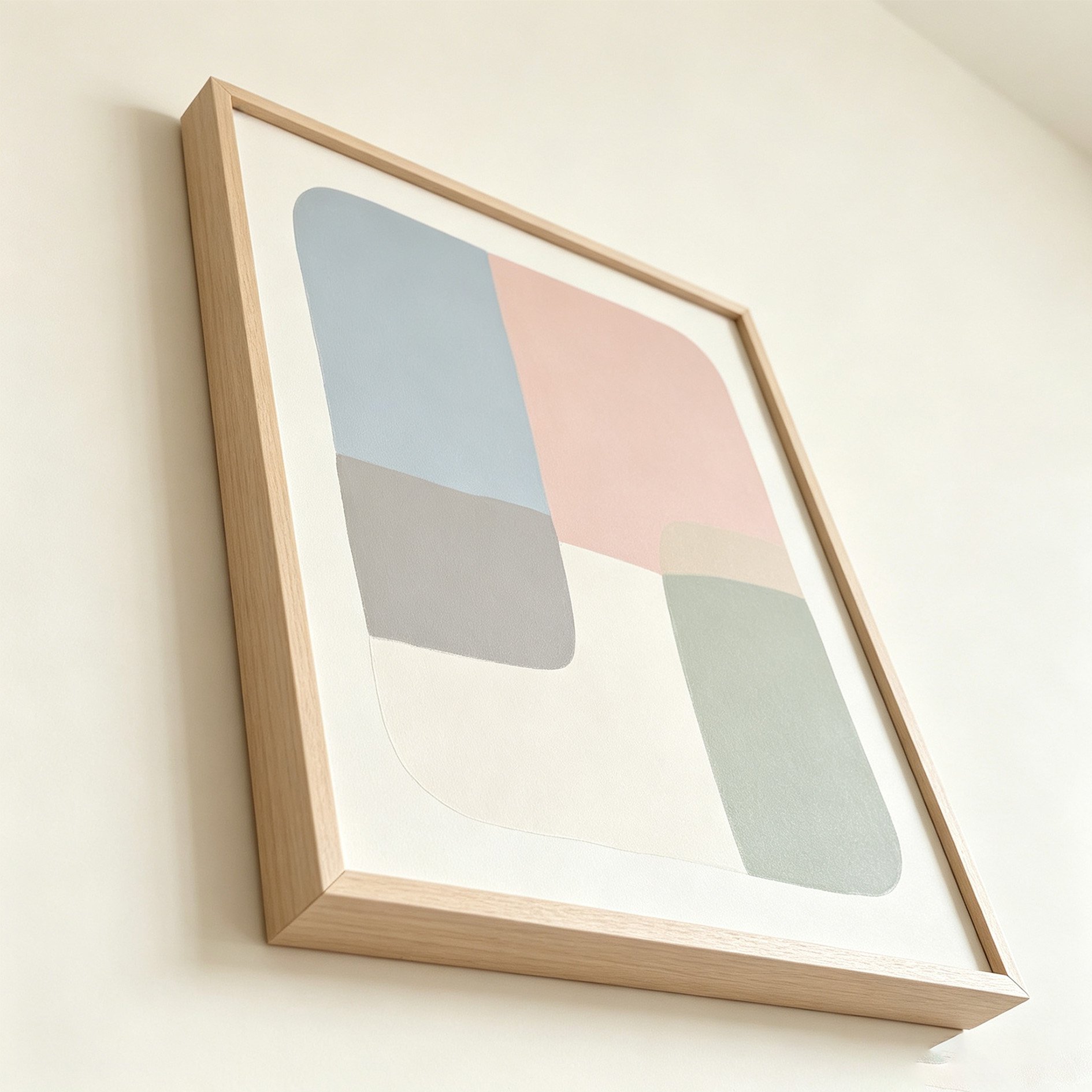 Modern living room with minimalist Morandi decorative painting
