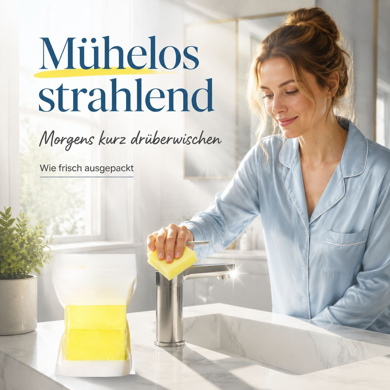 Zitronensäure-Kalkreiniger Schwamm für Badezimmer, Wasserhahn, Glas, Dusche