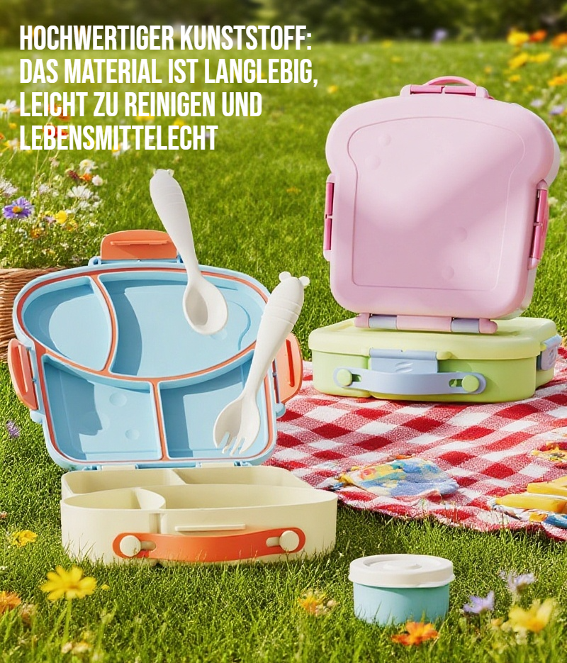 Robuste und leichte Lunchbox aus Kunststoff mit Besteckfach