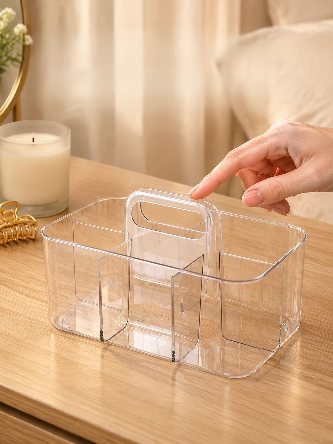 Makeup organizer caddy for cosmetics, brushes, skincare, and daily beauty essentials