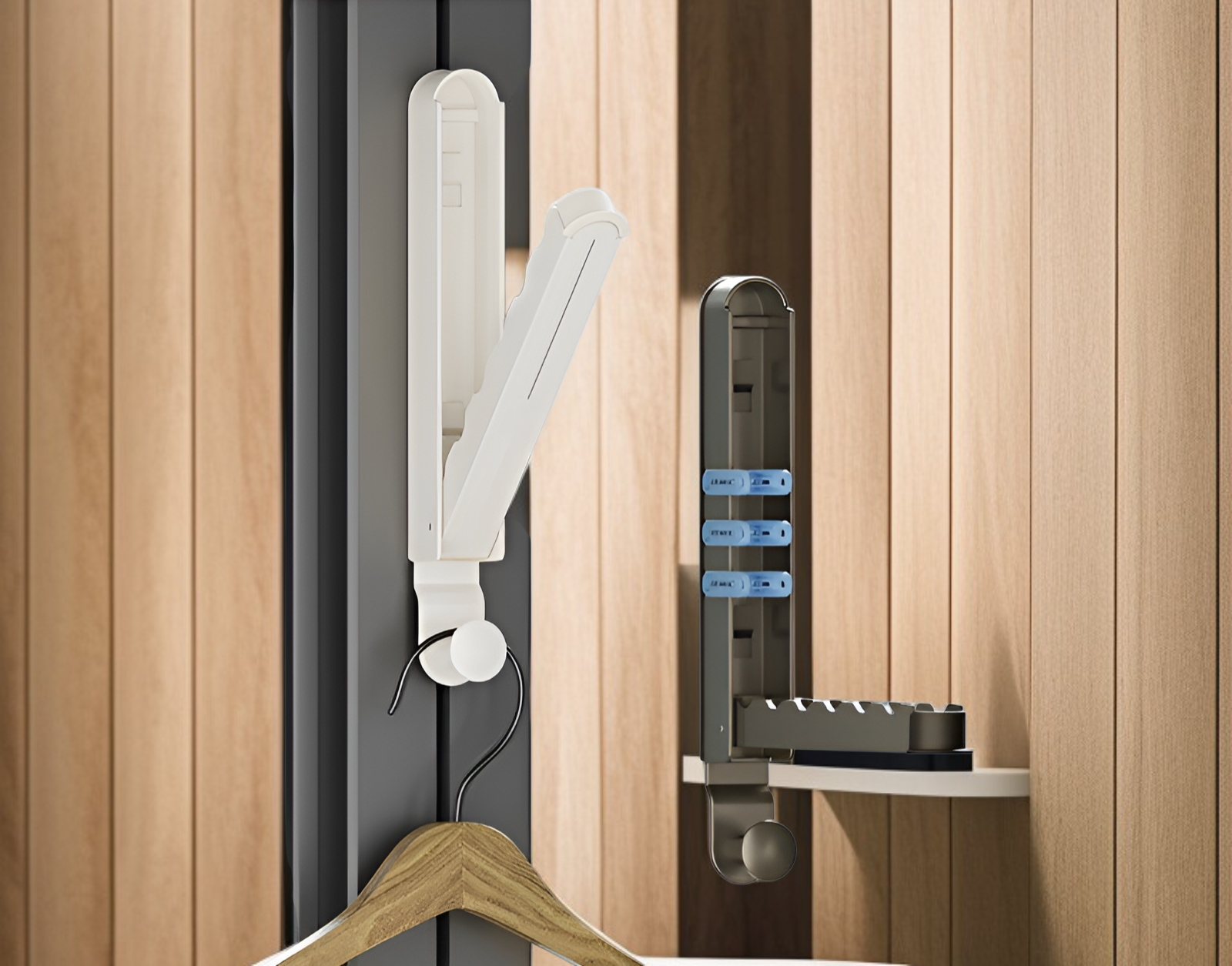 Oszczędność miejsca dzięki składanemu wieszakowi