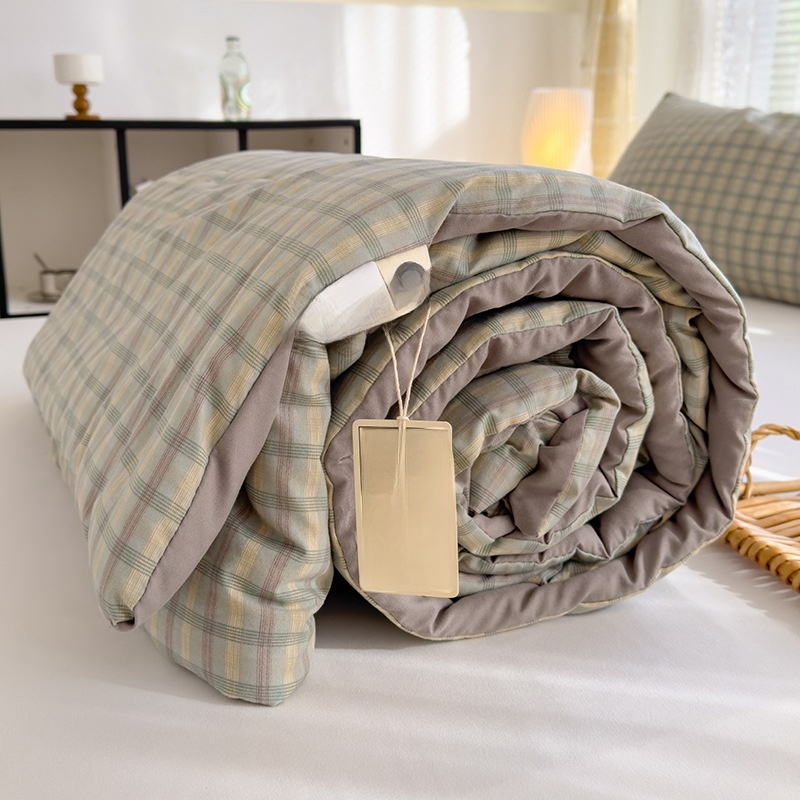 ผ้าห่มบางไฟเบอร์ถั่วเหลือง ผ้าห่มเครื่องปรับอากาศฤดูร้อน ลายตารางสำหรับแม่และเด็ก