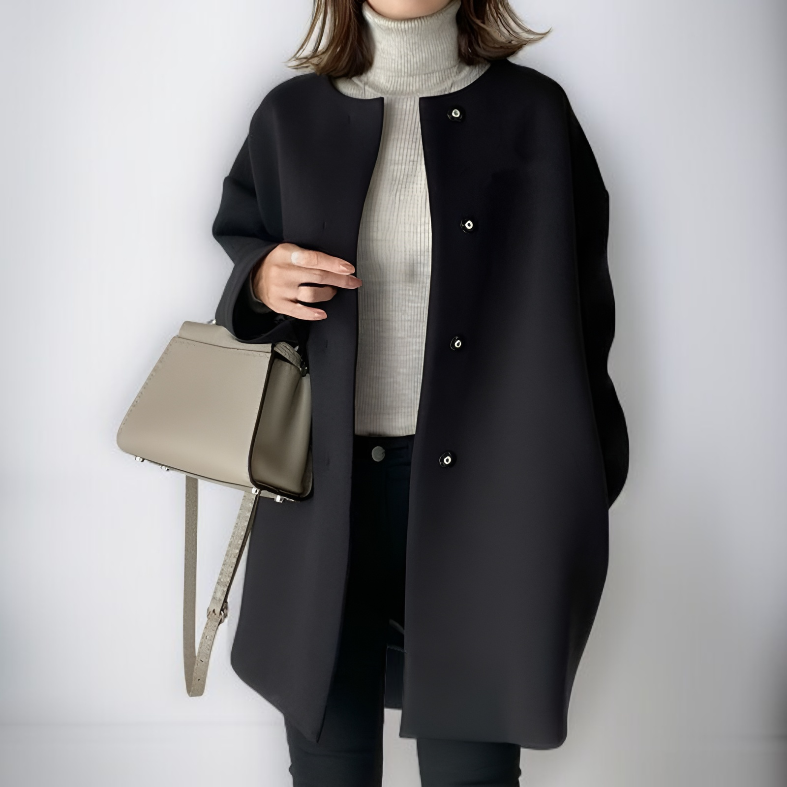 レディース無地ロングコート