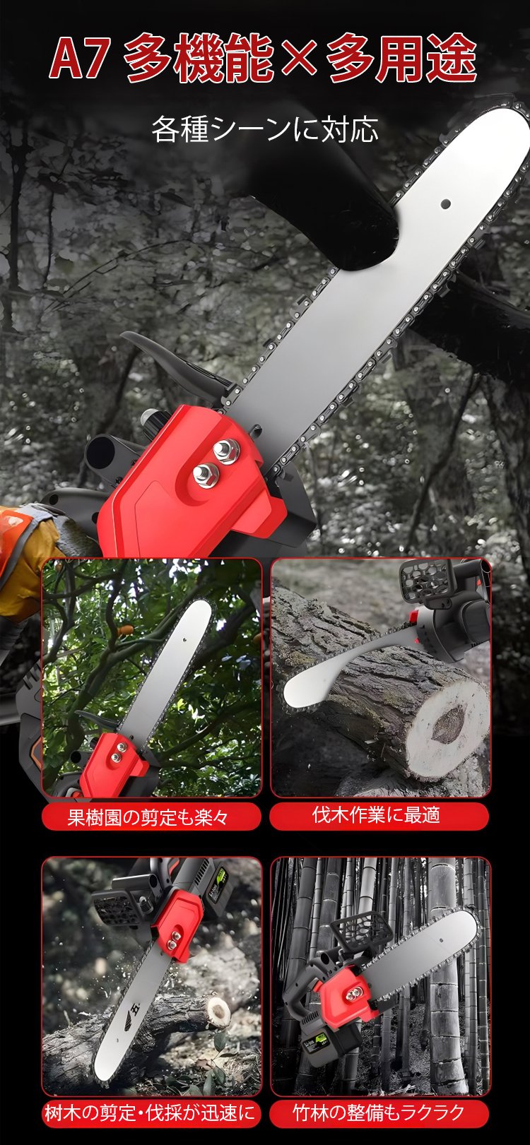 伐採現場で活躍するチェーンソー