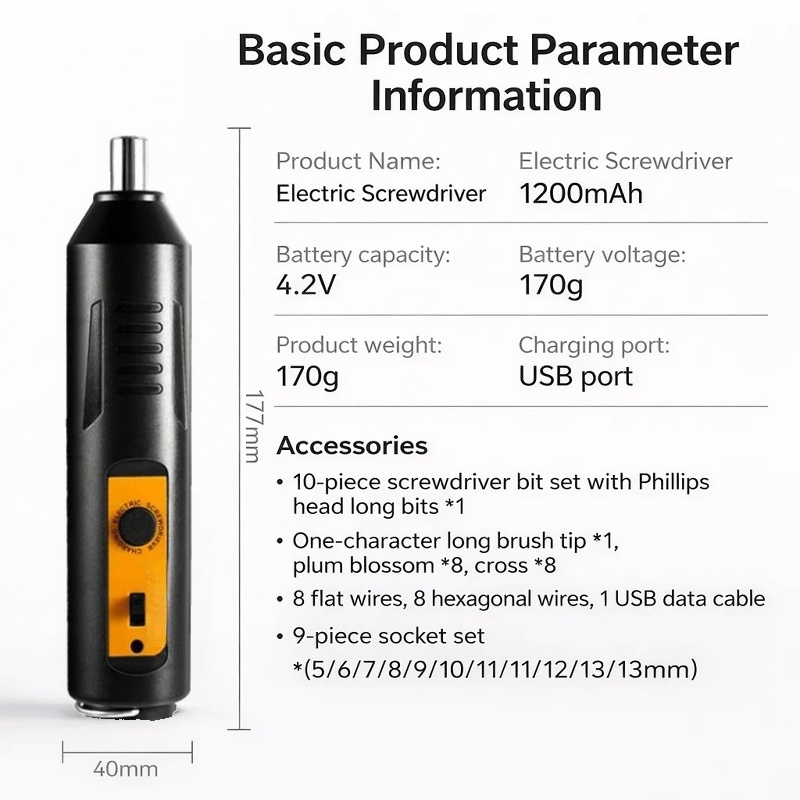 Rechargeable Electric Screwdriver Impact Drill Set for Home Use