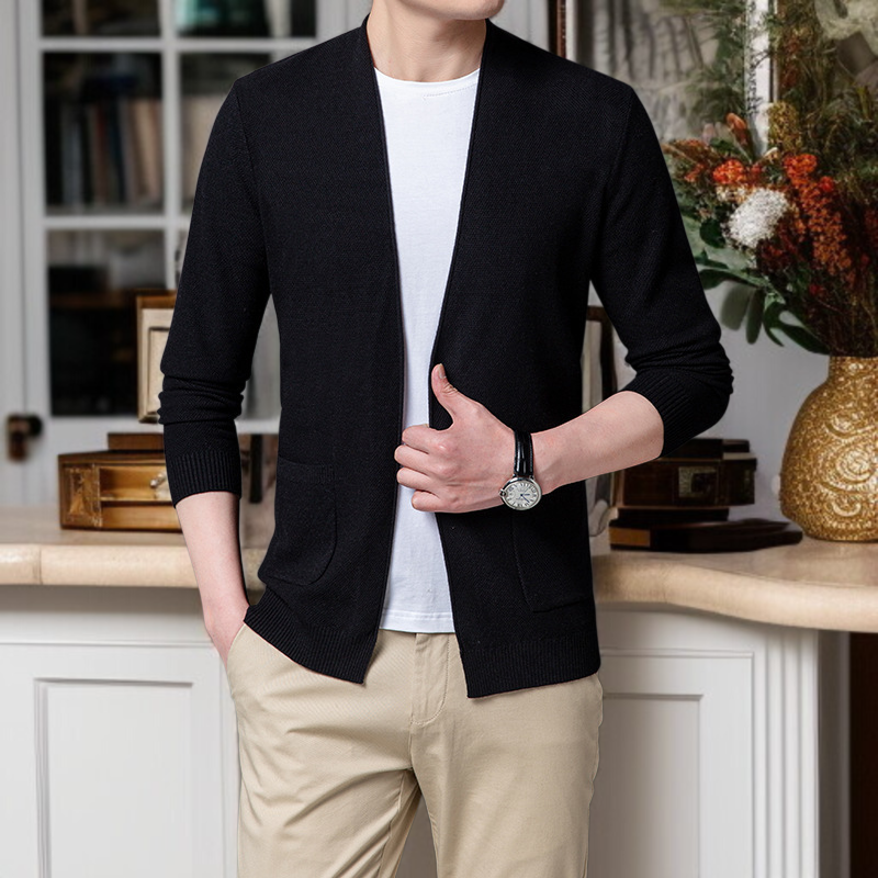 남성용 니트 카디건 스타일링 예시