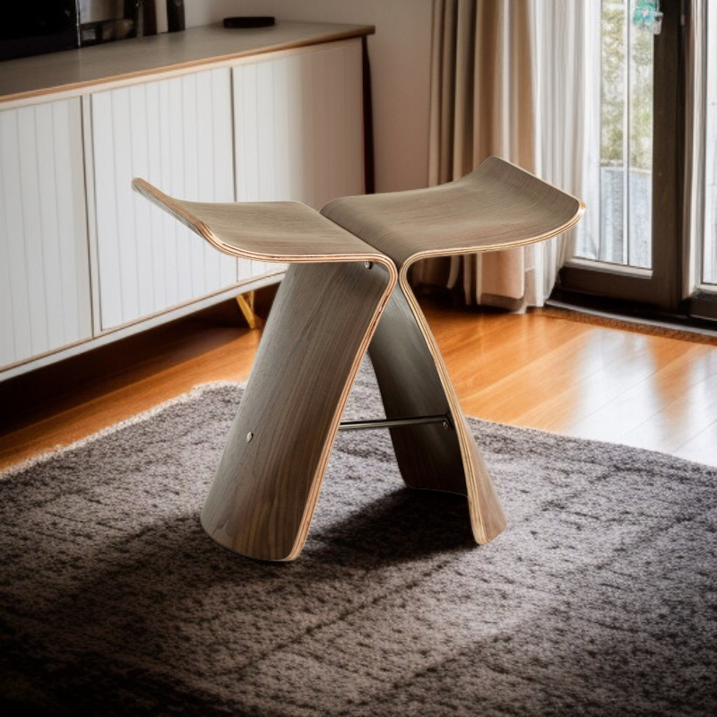 원목 나비 모양 스툴