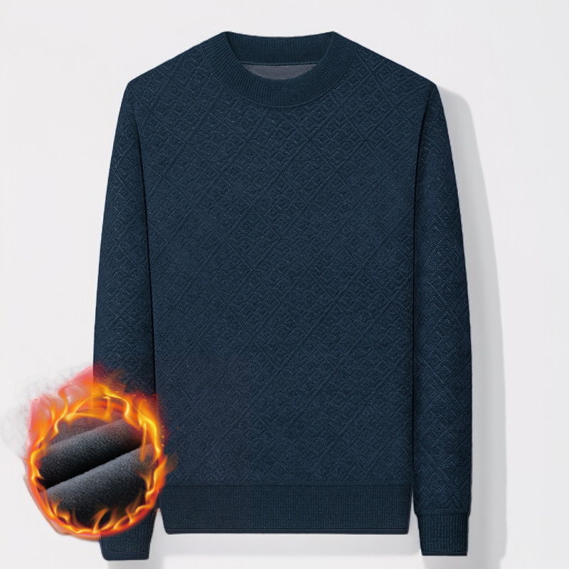 フリース裏地のクルーネックシェニールセーター