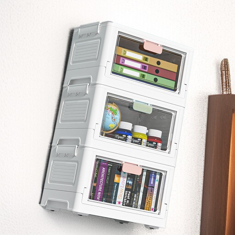 가정용 접이식 수납함 투명 도르래 정리함 차량용 사물함 북 수납장