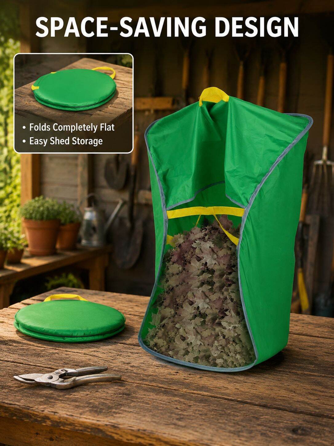 Foldable Outdoor Garden Leaf Collection Bag, Reusable Leaf Sack